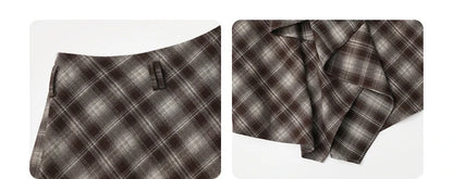 CHIC VEN Women Skirts A Line Retro Loose High Waist Irregular Color Plaid Frosted Half Body Long Ladies Skirt Autumn Winter 2026