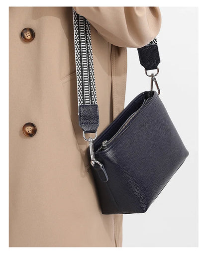 100% Genuine Leather Shoulder Bag for Women Solid Purse Luxury Cowhide Crossbody Bags Female Fashion Handbag Hobos Tote Bag