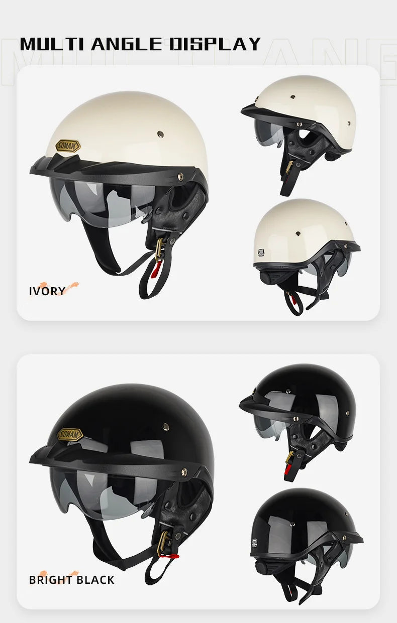 Summer Motorcycle Helmet S-XXXL Cascos Para Moto Retro Half Face Motorbike Riding Anti-UV Len Cool Style Chopper for Men Use