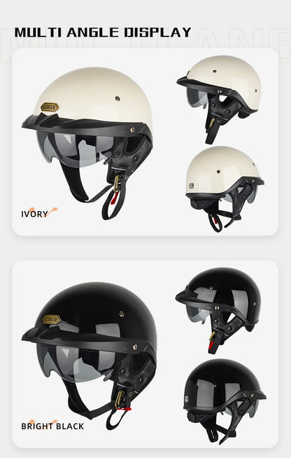 Summer Motorcycle Helmet S-XXXL Cascos Para Moto Retro Half Face Motorbike Riding Anti-UV Len Cool Style Chopper for Men Use