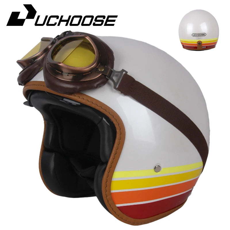 DOT Open Face Casco Moto Motorcycle Accessories Men Moto Helmets Certificated Retro Motorcycle Helmet Cafe Racer