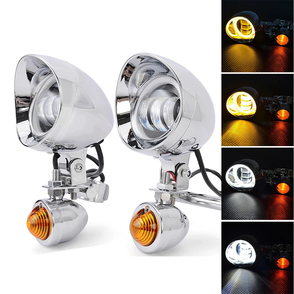 Motorcycle Headlight Spot Fog Light With Turn Signal Light Bar For Harley Cruisers Kawasaki Suzuki Honda VT VTX Shadow