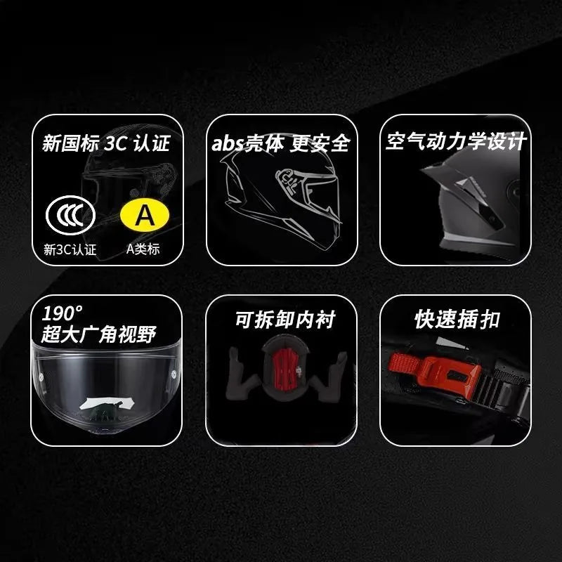 Motorcycle Helmet Anti-fog Dual Lenses Large Tail Full Face Helmets Men Women Motorbike Racing Helmets Casque Moto Casco