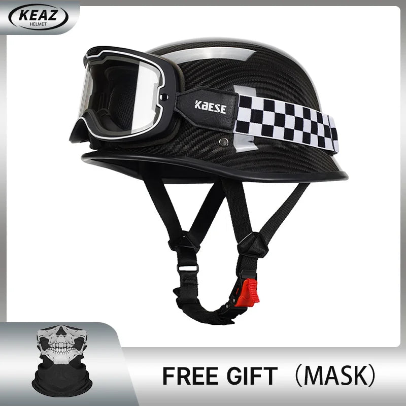 Newest Trend Motocycle Helmets Carbon Fiber Half Face Helmet Ultra Lightweight Carbon Shell Safety Cap DOT Approved 1/2 Helmet
