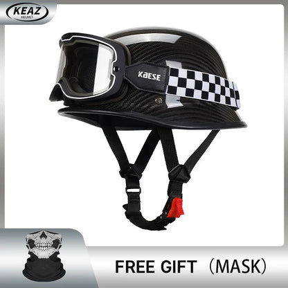 Newest Trend Motocycle Helmets Carbon Fiber Half Face Helmet Ultra Lightweight Carbon Shell Safety Cap DOT Approved 1/2 Helmet