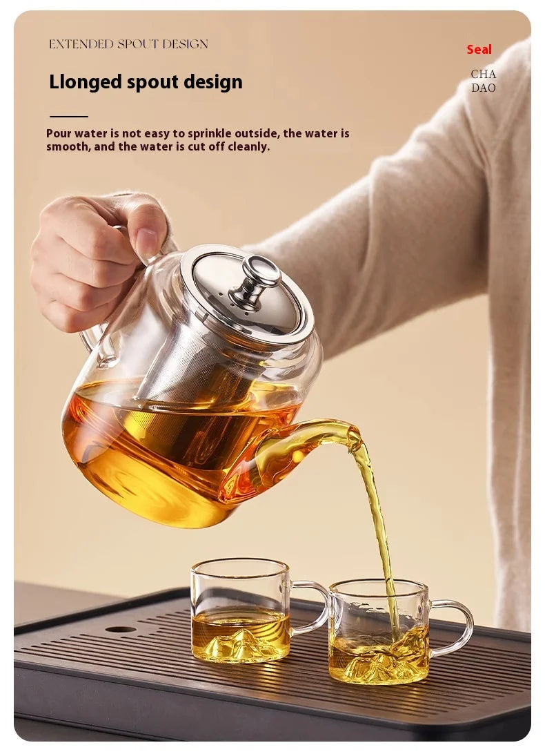 GIANXI Tea Teapot Household Large Capacity Glass Tea Maker Tea Separation Thickened High Temperature Tea Set Single Pot