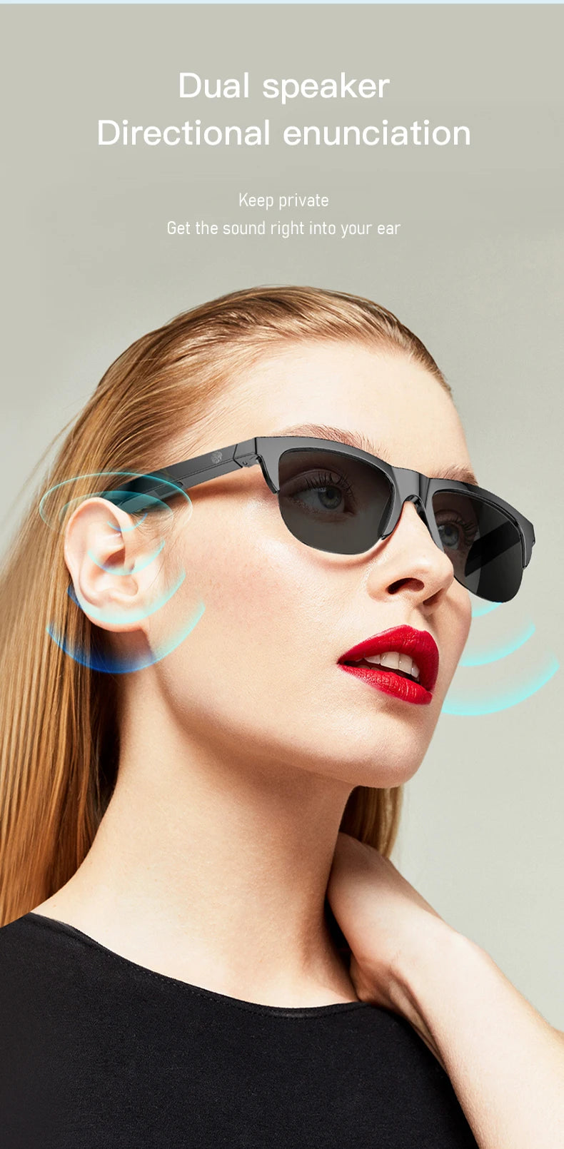 Touch Based Intelligent Bluetooth Glasses with Bone Conduction For Outdoor Sports Calls Sunglasses Business Wireless Headphones