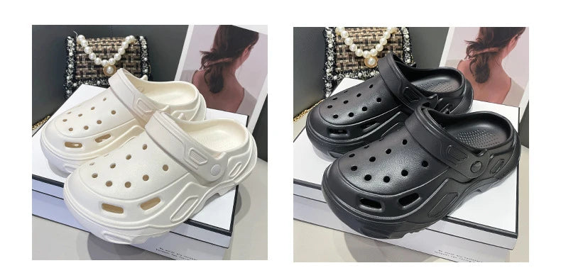 Plush slippers 2025 new winter men's and women's thick high heels soft-soled beach garden shoes home plush ripped slippers