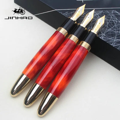 Glacier Blue Black Red JINHAO X169 Fountain Pen Metal Thick Barrel Comfort Grip Calligraphy Pen Replaceable Ink Cartridge Office