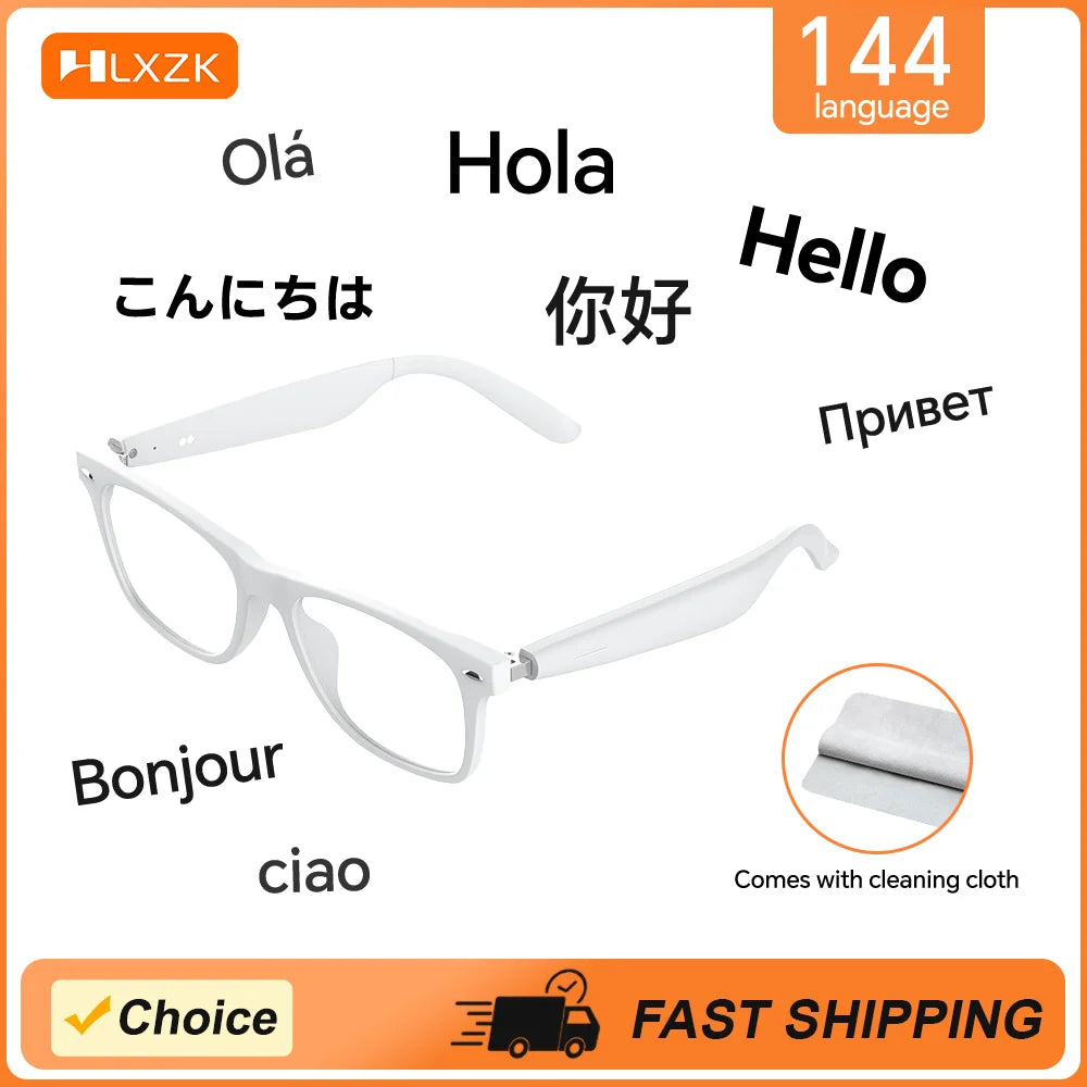 Smart Translator Glasses Headphones Bluetooth Wireless Earphones Anti-Blue Light Sunglasses Hi-Fi Audio Headset for Music Travel