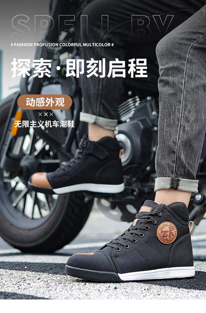 Motorcycle Shoes Men Riding Boots Casual Flat Shoes Anti-collision Toe Heel Protection Outdoor Cycling Motobike Sports Sneakers