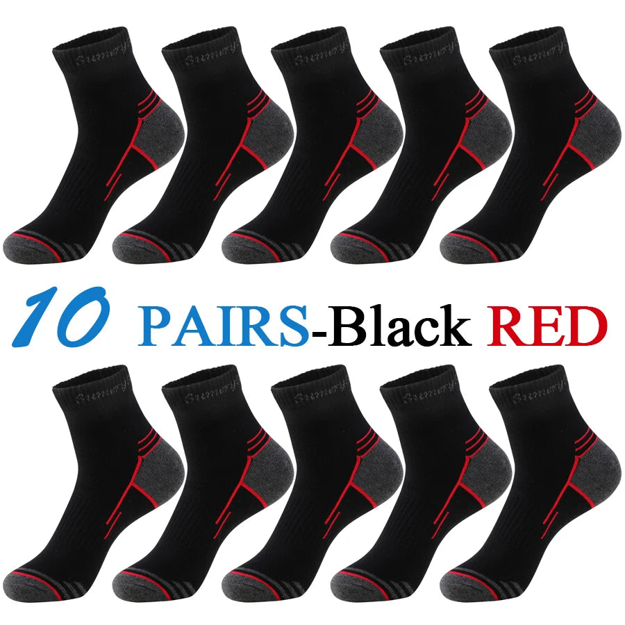 5 Pairs/Lot Mens Running Socks Casual Outdoor Sports Cotton Orange Red Stripes Compression Black 15 Styles Travel Hot Sale 2024