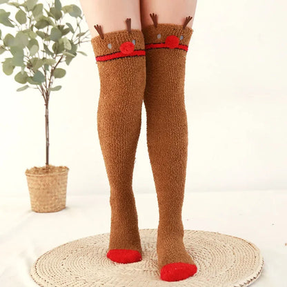 Snug Fleece Over Knee Socks Plush Cozy Winter Fall Sweet Long Female Hosiery Soft Fuzzy Leg Covers Floor Wear2024 New Bulk Deal
