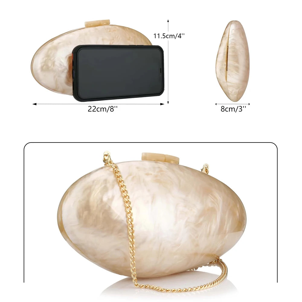 2025 New Acrylic Pearl Shell Bag For Women Shoulder Bag Ladies Fashion Wedding Banquet Evening Bag Bridal Handbag Clutch Purse