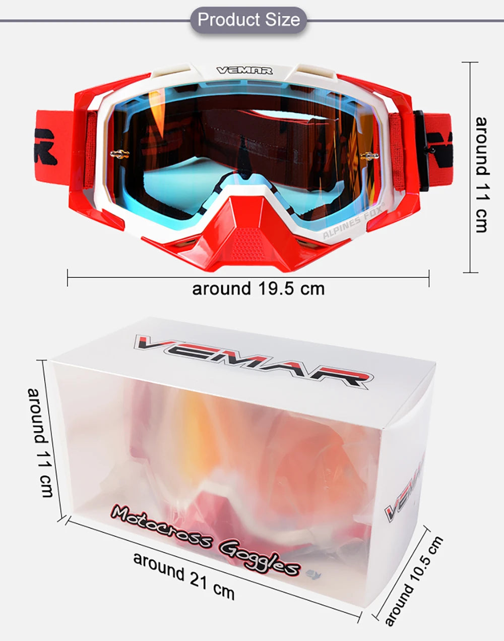 VEMAR Motorcycle Goggles Men Dustproof Motocross Helmet Glasses Skiing Gafas MTB ATV Dirt Bike Moto Sunglasses Outdoor Riding