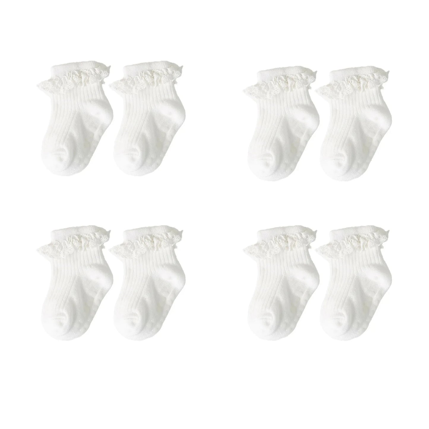 1/3/4/5pairs Cotton Pure Color Toddler Girl Lace Socks Infant Baby Girls Non-slip Socks Young Children Girl Cute Half Knee-socks
