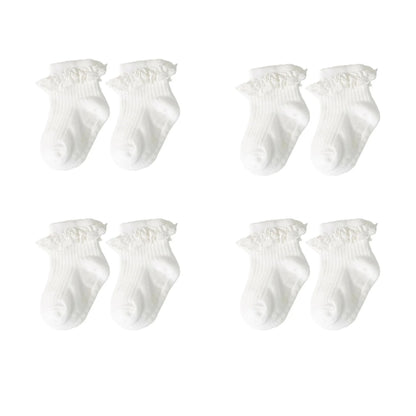 1/3/4/5pairs Cotton Pure Color Toddler Girl Lace Socks Infant Baby Girls Non-slip Socks Young Children Girl Cute Half Knee-socks