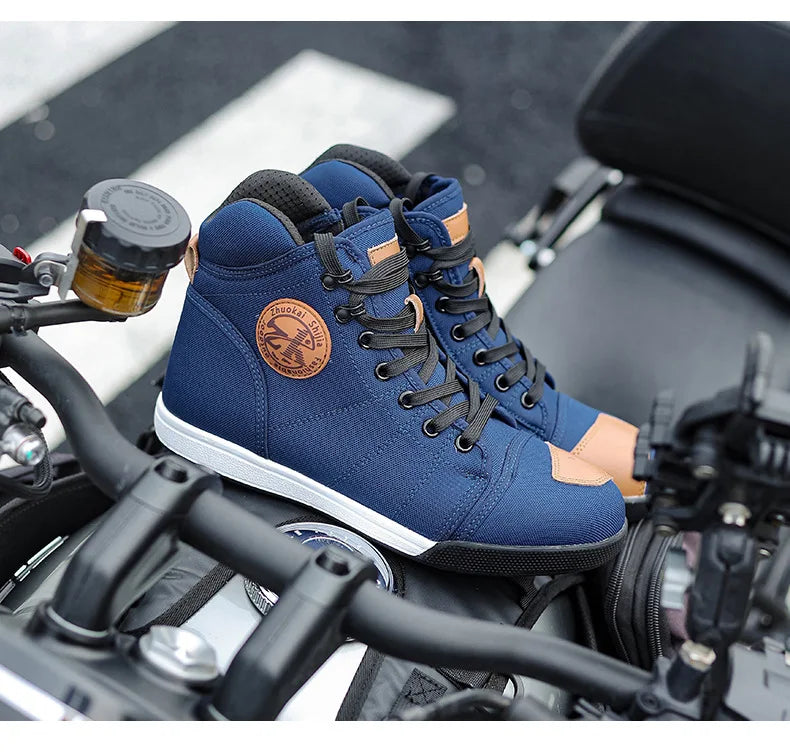 Motorcycle Shoes Men Riding Boots Casual Flat Shoes Anti-collision Toe Heel Protection Outdoor Cycling Motobike Sports Sneakers