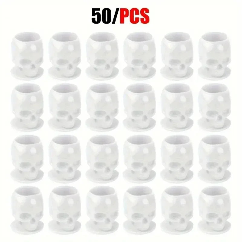 50Pcs Disposable Tattoo Skull Ink Cups Permanent Makeup Coloring Pigment Cup Container Tattoo Accessory for Tattoo Artists