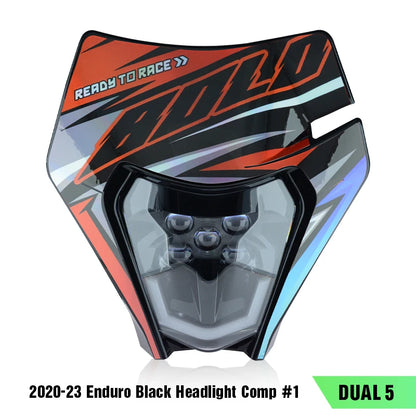 PowerZone Motorcycle LED Headlight Headlamp Head Lights Supermoto Fairing For KTM EXC SXF MX Dirt Bike Enduro LED Headlight