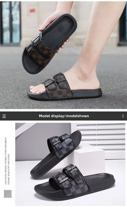 A Pair of Simple and Wear-Resistant Summer Slippers, Fashionable, Versatile and Comfortable Beach Shoes, Outdoor Sports Shoes for Men