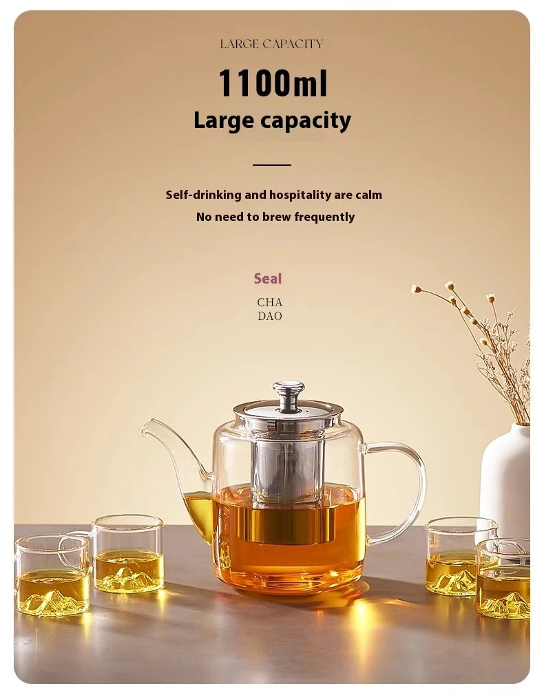 GIANXI Tea Teapot Household Large Capacity Glass Tea Maker Tea Separation Thickened High Temperature Tea Set Single Pot