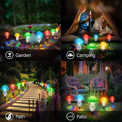 Solar Mushroom Light Garden Outdoor Decor 8 Modes Waterproof Mushroom Lamp Pathway Landscape Yard Easter Halloween Xmas Sunlight
