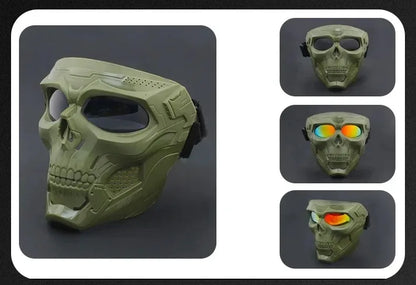 .Skull Mask Motorcycle Mask Bicycle Riding Windproof Full Face Skeleton Protective Mask Colored Goggle Tactical Cycling Bike