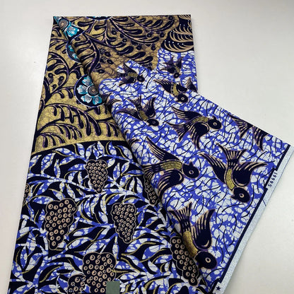 New African Wax Print Fabric Ankara Kitenge Pagne Loincloth Batik Wholesale Golden Glitter Grand 100Cotton Material For Sew 6yar