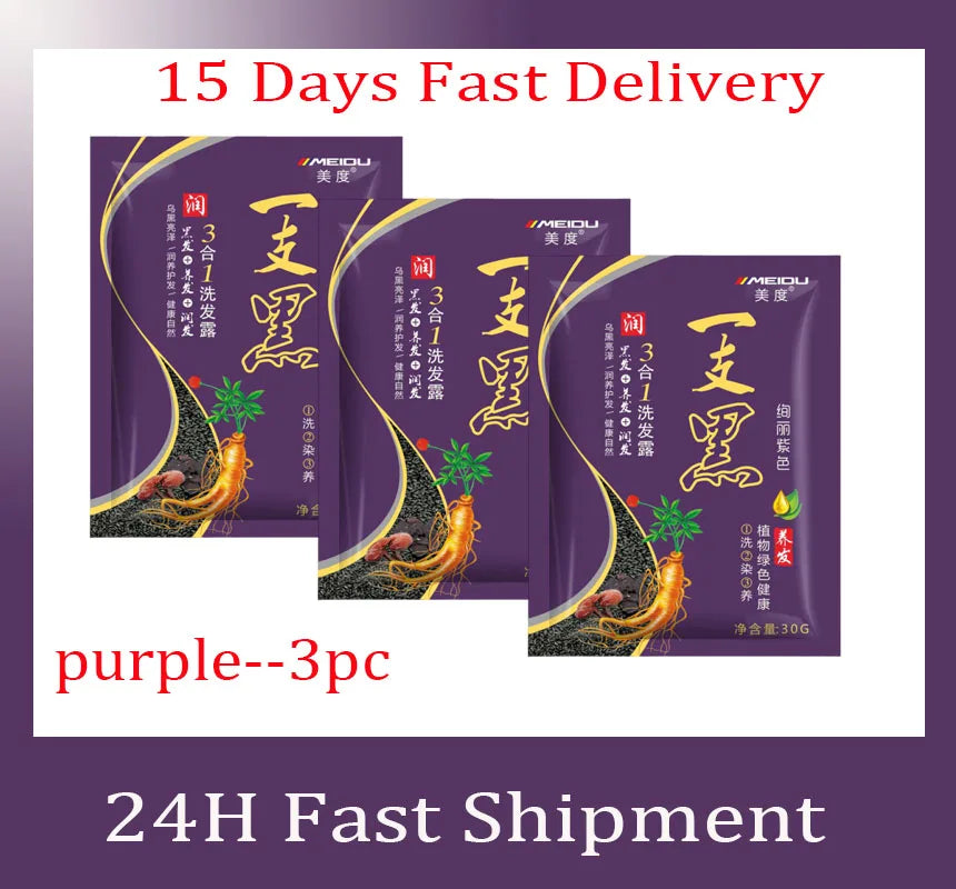 Natural Herbal Hair Dye Shampoo 3 in 1 Hair Color Shampoo Non-irritating Lasting Repair Nourish Gray White Hair Care Women Men
