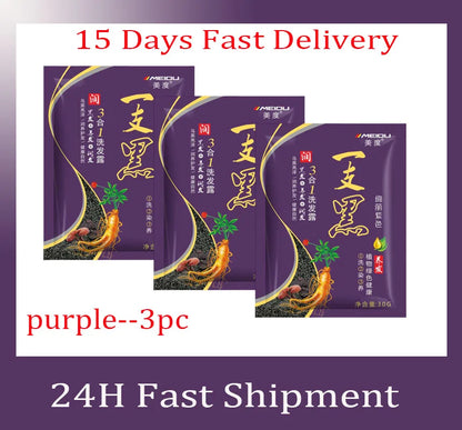 Natural Herbal Hair Dye Shampoo 3 in 1 Hair Color Shampoo Non-irritating Lasting Repair Nourish Gray White Hair Care Women Men