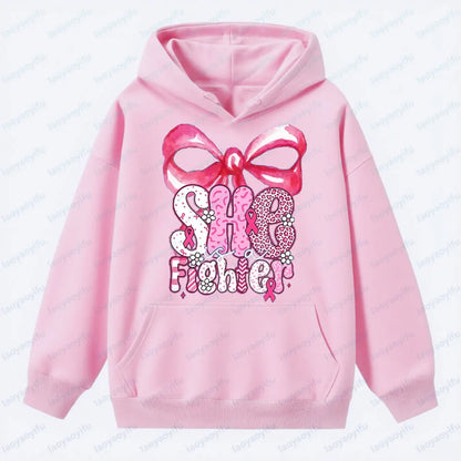 She Is A Fighter Breast Cancer Awareness Clothing Fight Cancer Bible Verse Tops Cancer Survivor Gift Pink Ribbon Women Hoodies