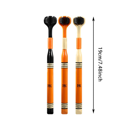 3PCS/Set Orange Triple Head Toothbrush Ultra Fine Soft Bristles For Adult Daily Home Care Travel Portable Kit