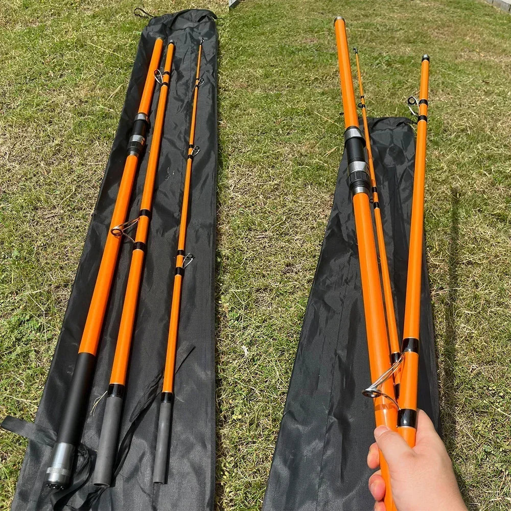 3.3M 3.6M 3.9M 4.2M Carp Rod 35kg Surf Fishing Rod Portable Travel Surf Spinning Rod 3 Piece Carbon Fiber Saltwater Fishing Pole