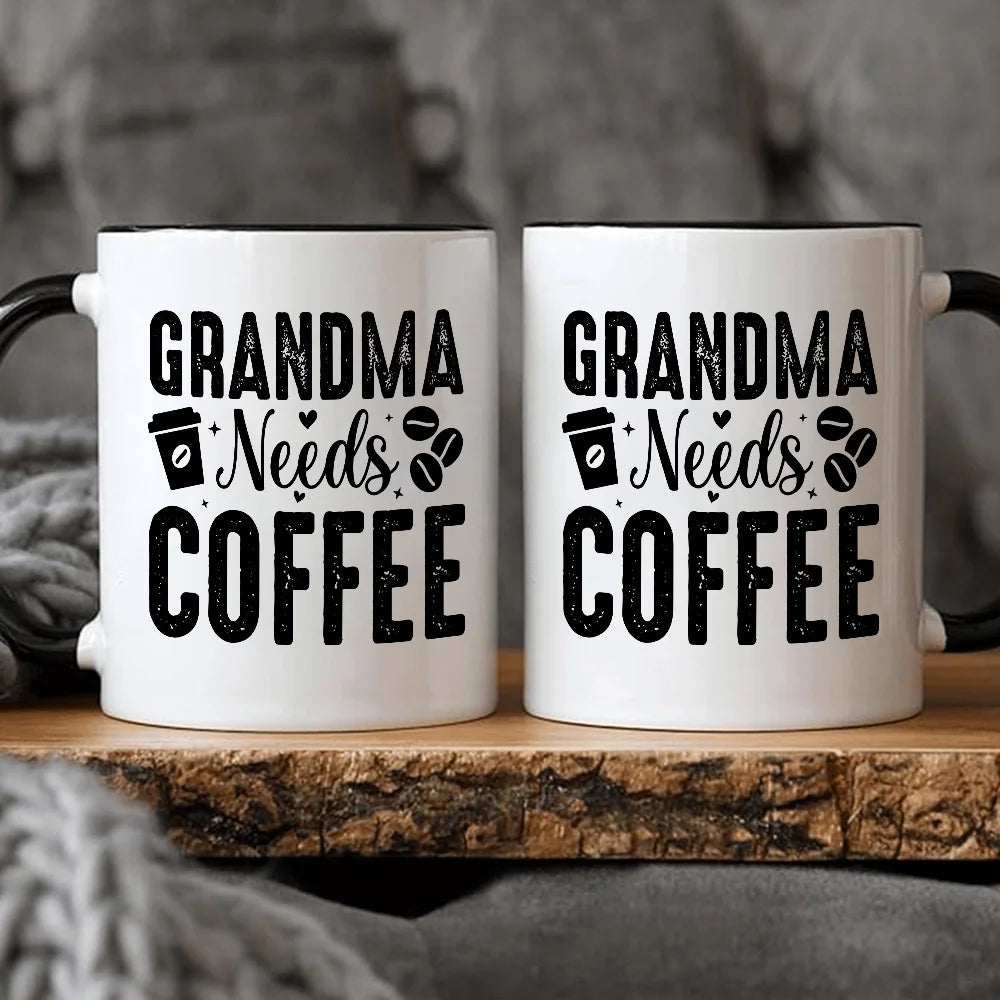 1pc Funny Grandma Needs Coffee Mug - 11oz Ceramic Cup with "Grandma Needs Coffee" Design, Perfect for Grandparents Day, Reusable