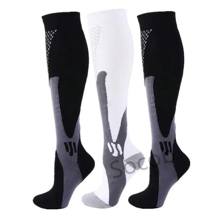 3/6/7 Pairs Compression Socks Women Medical Edema Running Socks Men Knee Length Cycling Socks  Football Basketball Outdoor trave