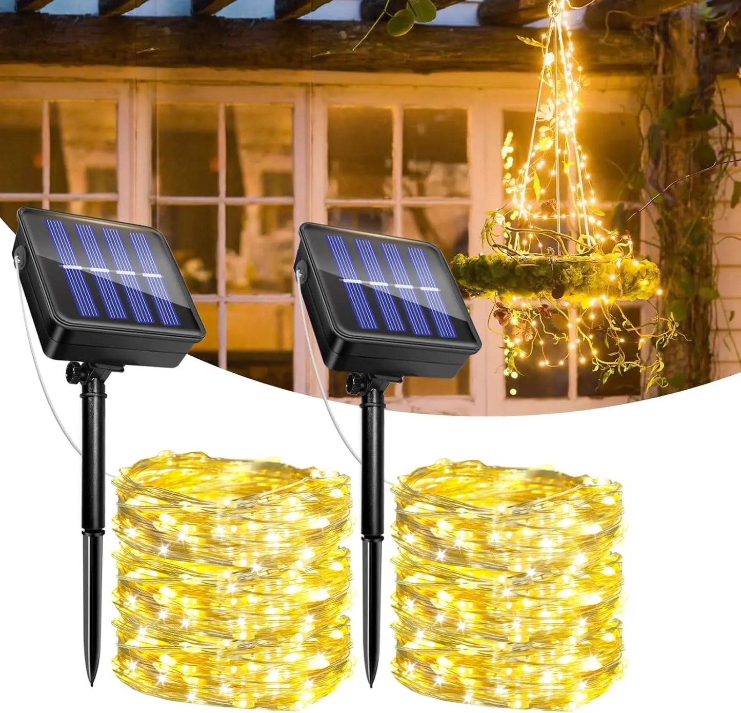 Solar Fairy String Lights Outdoor LED String Lights 8 Modes IP65 Waterproof for Christmas Garden Balcony Patio Tree Yard Decor