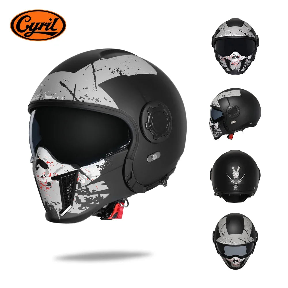 Modular Motorcycle Helmet Full Face Open Face Retro Helmets DOT ECE APPROVED CYRIL OP12A Capacete De Moto Masculino