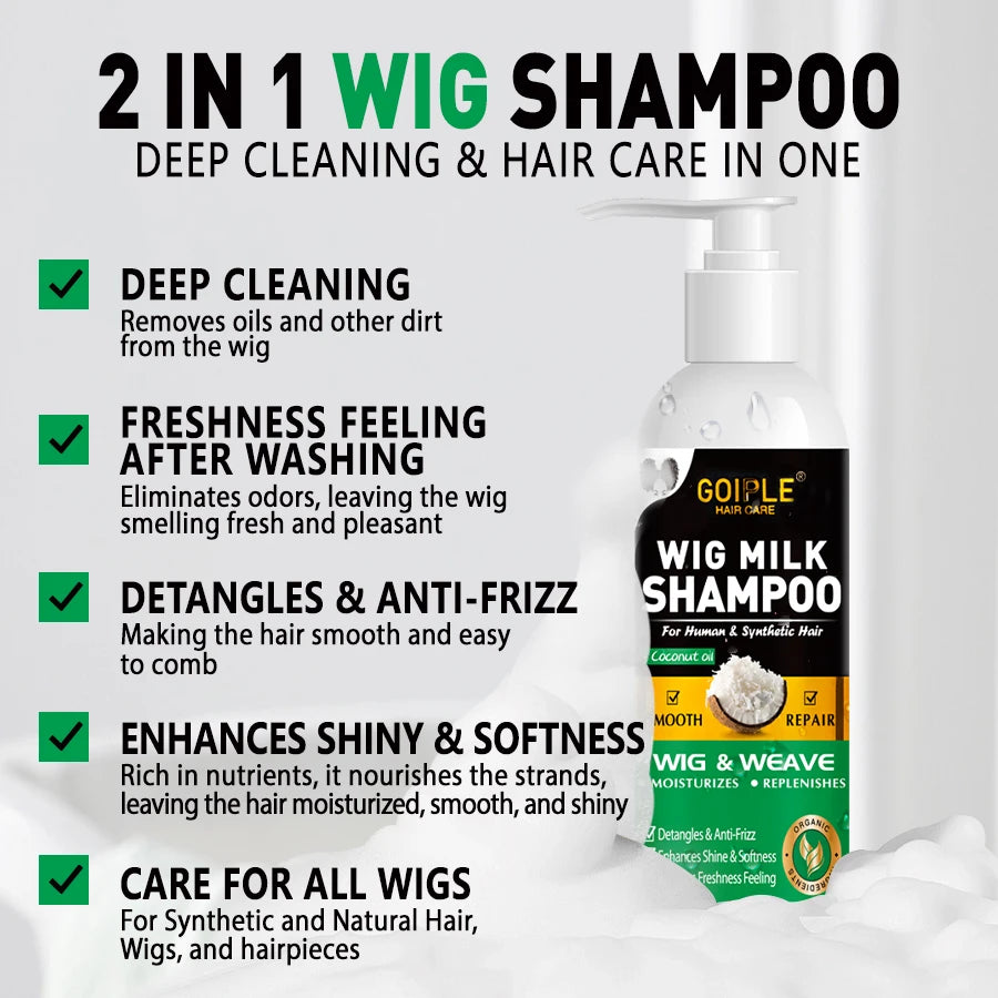 Wig Care Solution Spray for Synthetic Hair with Wig Shampoo Smooth Conditioner Wax Stick Lace Wig Adhesive Remover Styling Tools