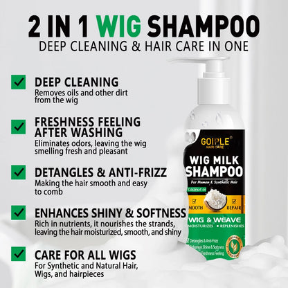 2 IN 1 Wig Shampoo Wig Care Solution Detangle Leave-in Conditioner Spray For Synthetic Lace Front Glue Remover Hair Wax Stick