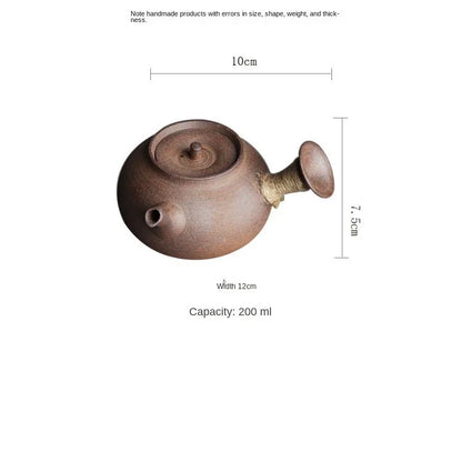 Jingdezhen Handmade Pottery Japanese Style Side Handle Teapot Raw Ore Pottery Clay Material Retro Rough Pottery Health Tea Maker