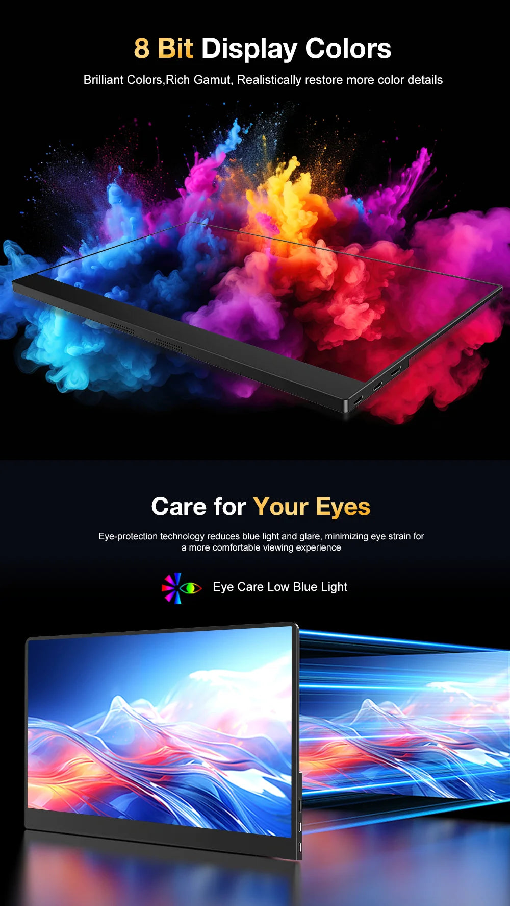 HOWENS 15.6 Inch 4K Monitor IPS Display HDR 100% NTSC For Laptop Switch PS5 Xbox Phone Gaming External Screen Second Monitor NEW