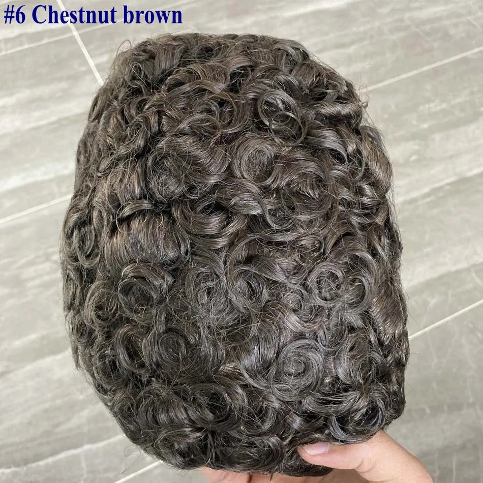 26mm Loose Curly 0.06mm Natural Hairline Men Toupee Ultra Thin Skin Full VLoop 1B80 613# Blonde Male Human Hair Prosthesi System
