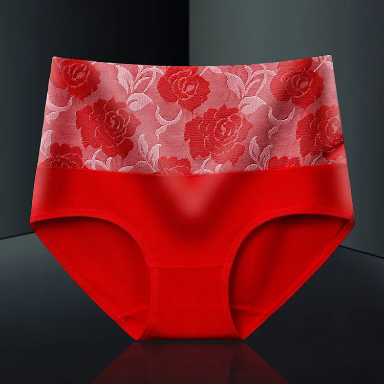 2Pcs Plus Size Women's Cotton Underwear High Waisted Tummy Control Panties Full Coverage Briefs Jacquard Ladies Panty Shaper