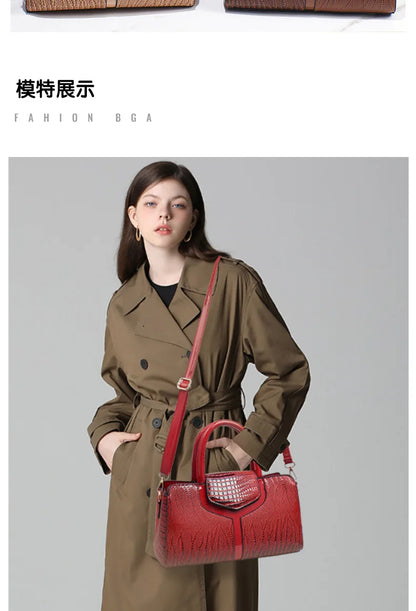 Fashion Crocodile Pattern Women's Handbag Large Capacity Classic Shoulder Bag Casual Crossbody Bag Urban Commuting Tote Bag