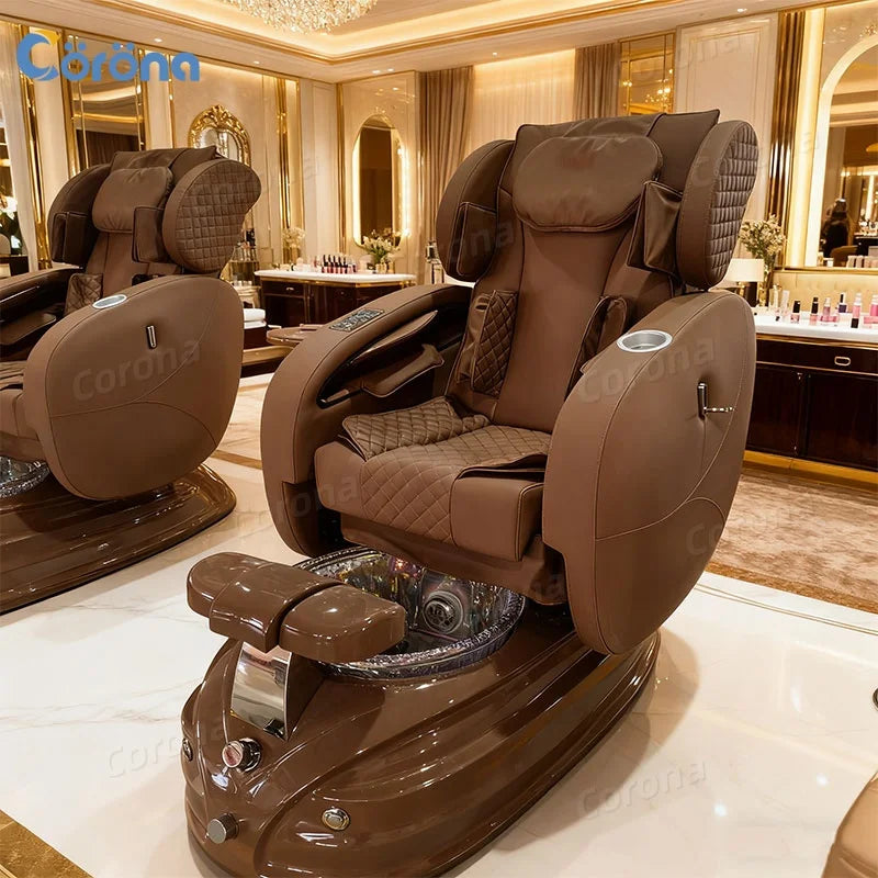 Black Gold Electric Reclining Pedicure Chair for Salon Luxury Pipeless Whirlpool Pedicure Chair No Plumbing for Nail Salon