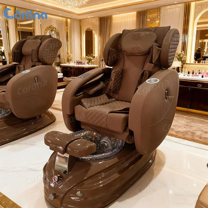 Black Gold Electric Reclining Pedicure Chair for Salon Luxury Pipeless Whirlpool Pedicure Chair No Plumbing for Nail Salon