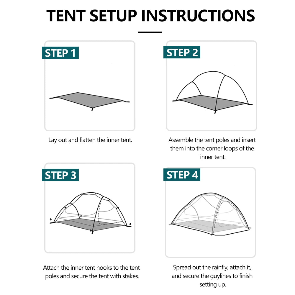 WIDESEA Outdoor Camping 1.5 person Double-Layer Fish Spine tent 15D Nylon Silicone-Coated  Lightweight for Hiking & camping