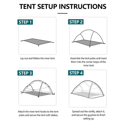 WIDESEA Outdoor Camping 1.5 person Double-Layer Fish Spine tent 15D Nylon Silicone-Coated  Lightweight for Hiking & camping