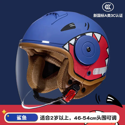 Children's Four Seasons Helmet New National Standard Class A 3C Certification Cartoon Electric Vehicle Helmet Motorcy Casco Moto